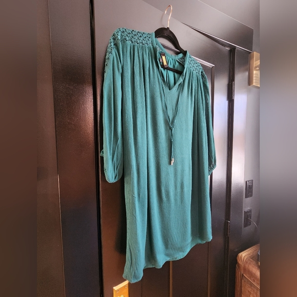 Saks Fifth Avenue Alexia Admore Green Dress Sz S mini midi classic boho lace - Picture 4 of 8